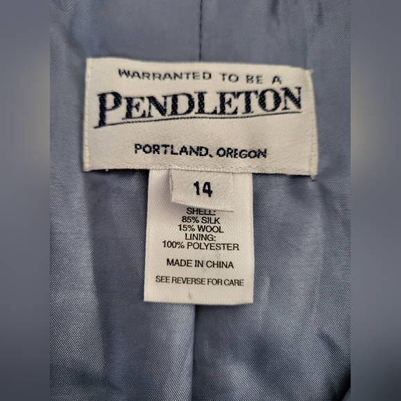 Pendelton Silk And Wool Blend Blazer Size 14 - Picture 5 of 6